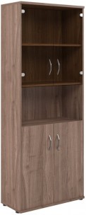 Шкаф комбинированный малыми стеклянными и глухими дверьми СТ-1.4 Ясень Шимо 770*365*1975