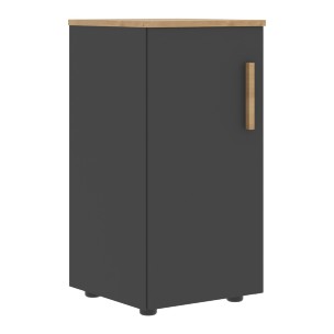 Шкаф колонка с глухой малой дверью (L) и топом FLC 40.1(L) Белый премиум/Дуб Гамильтон 404х429х818