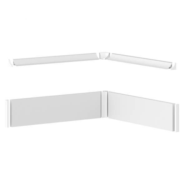 Комплект декоративного плинтуса, цоколей с заглушками для углового варианта MDBC-2 AlvaLine