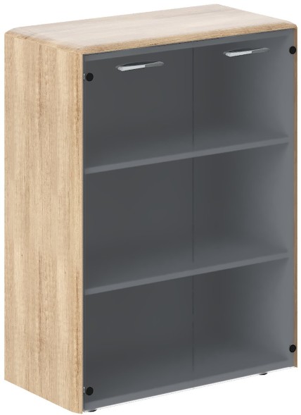 Шкаф средний со стеклянными дверьми и обвязкой DMC 85.2 Дуб Каньон 892х470х1185 в Санкт-Петербурге 